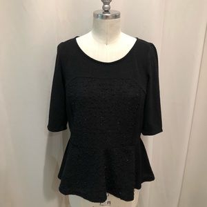Anthropologie “Deletta” black knit top NWT